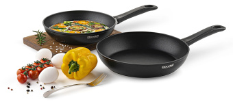 Сковорода Rondell Invictus RDA-1364 круглая 24см покрытие: Xylan Plus ручка несъемная (без крышки) черный - купить недорого с доставкой в интернет-магазине