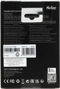 Накопитель SSD Netac USB-C 1TB NT01ZX-001T-32BK ZX 1.8" черный - купить недорого с доставкой в интернет-магазине