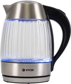 Чайник электрический Vitek VT-7030 1.8л. 2200Вт черный/серебристый корпус: стекло - купить недорого с доставкой в интернет-магазине