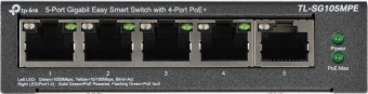 Коммутатор TP-Link TL-SG105MPE (L2) 5x1Гбит/с 4PoE+ 120W неуправляемый - купить недорого с доставкой в интернет-магазине