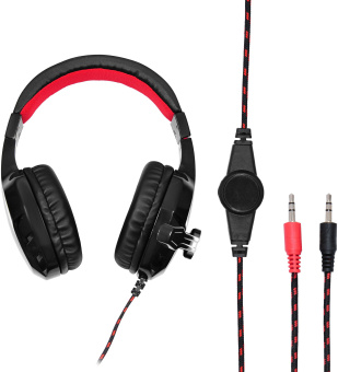 Наушники с микрофоном Оклик HS-L320G Phoenix черный/красный 1.9м мониторные оголовье (359482) - купить недорого с доставкой в интернет-магазине