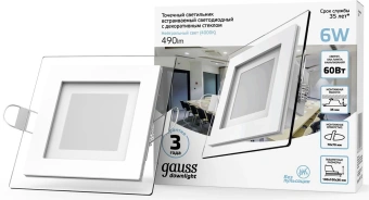 Светильник Gauss 948111206 4000K цв.св.:белый нейтральный белый - купить недорого с доставкой в интернет-магазине