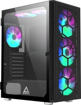 Корпус Montech X3 Glass черный без БП ATX 3x140mm 2xUSB2.0 1xUSB3.0 audio bott PSU - купить недорого с доставкой в интернет-магазине
