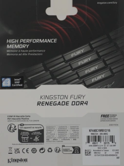 Память DDR4 16GB 4000MHz Kingston KF440C19RB12/16 Fury Renegade Black RTL Gaming PC4-32000 CL19 DIMM 288-pin 1.35В dual rank с радиатором Ret - купить недорого с доставкой в интернет-магазине