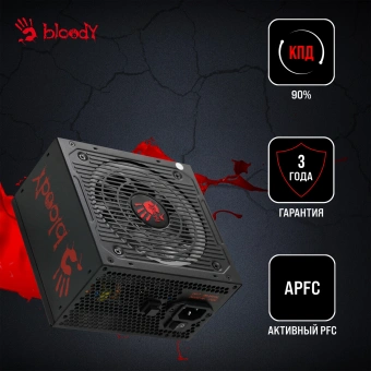 Блок питания Bloody ATX 750W BD-PS750G 80+ gold (20+4pin) APFC 120mm fan color LED 6xSATA Cab Manag RTL - купить недорого с доставкой в интернет-магазине