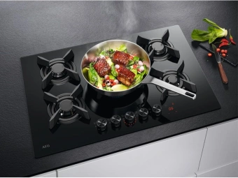 Газовая варочная поверхность AEG HKB75453NB черный - купить недорого с доставкой в интернет-магазине