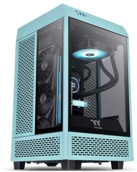 Корпус Thermaltake The Tower 100 Turquoise голубой без БП miniITX 1x120mm 3x140mm 2xUSB3.0 audio bott PSU - купить недорого с доставкой в интернет-магазине