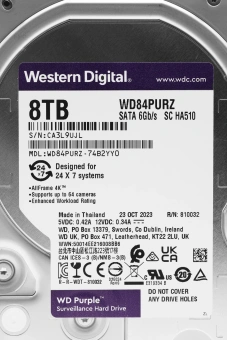 Жесткий диск WD SATA-III 8TB WD84PURZ Surveillance Purple (5640rpm) 128Mb 3.5" - купить недорого с доставкой в интернет-магазине