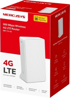 Роутер беспроводной Mercusys MB110-4G N300 10/100BASE-TX/4G cat. 4 белый - купить недорого с доставкой в интернет-магазине