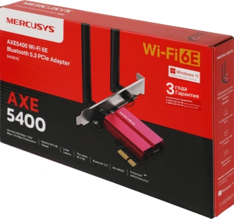 Сетевой адаптер Wi-Fi + Bluetooth Mercusys MA86XE AXE5400 PCI Express (ант.внеш.несъем.) 2ант. - купить недорого с доставкой в интернет-магазине