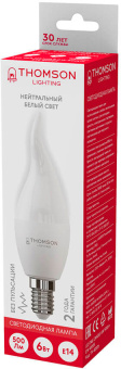 Лампа светодиодная Thomson TH-B2026 6Вт цок.:E14 свеча 220B 4000K св.свеч.бел.нейт. Tail Candle - купить недорого с доставкой в интернет-магазине