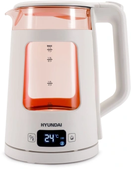 Чайник электрический Hyundai HYK-G9407 1.7л. 2200Вт белый корпус: стекло - купить недорого с доставкой в интернет-магазине