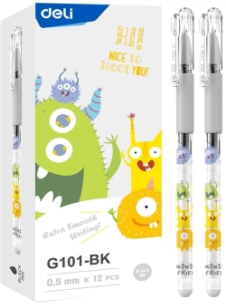 Ручка гелев. Deli EG101-BK прозрачный d=0.5мм черн. черн. карт.уп. игловидный пиш. наконечник резин. манжета - купить недорого с доставкой в интернет-магазине