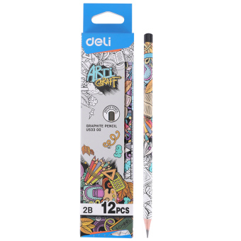 Набор карандашей ч/г Deli EU53300 Arti Graff 2B шестигран. тополь рисунок кор.европод. (12шт) - купить недорого с доставкой в интернет-магазине