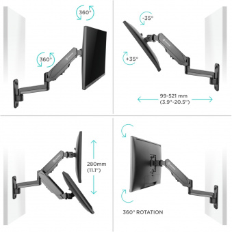 Кронштейн для телевизора Onkron G150 черный 13"-34" макс.8кг настенный поворот и наклон верт.перемещ. - купить недорого с доставкой в интернет-магазине