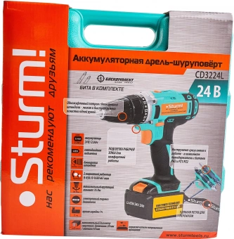 Дрель-шуруповерт Sturm! CD3224L аккум. патрон:быстрозажимной (кейс в комплекте) - купить недорого с доставкой в интернет-магазине