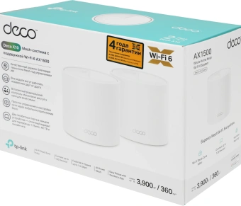 Бесшовный Mesh роутер TP-Link Deco X10 (DECO X10(2-PACK)) AX1500 10/100/1000BASE-TX белый (упак.:2шт) - купить недорого с доставкой в интернет-магазине