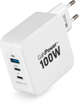 Сетевое зар./устр. Digma Pro DPW10B 100W 5A (PD+QC) 2хUSB-C/USB-A универсальное белый (DPW1B0G012WH) - купить недорого с доставкой в интернет-магазине