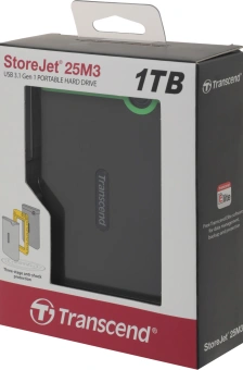 Жесткий диск Transcend USB3.0 1TB TS1TSJ25M3S StoreJet 25M3S (5400rpm) 2.5" серый - купить недорого с доставкой в интернет-магазине