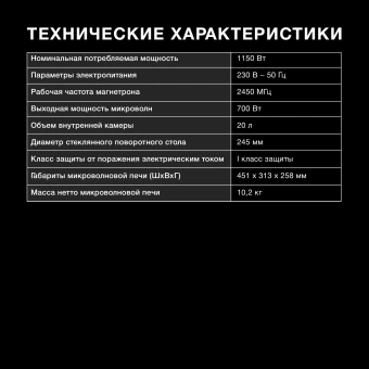 Микроволновая Печь Hyundai HYM-D2071 20л. 700Вт черный/серебристый - купить недорого с доставкой в интернет-магазине