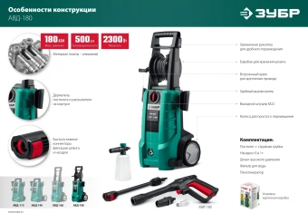 Минимойка Зубр АВД-180 2300Вт - купить недорого с доставкой в интернет-магазине