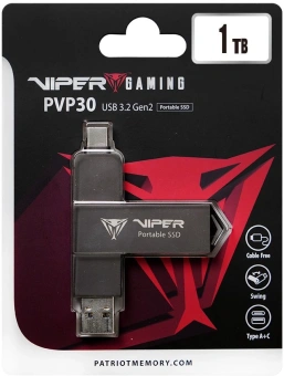 Накопитель SSD Patriot USB-C 1TB PVP301TB28UDG Viper PVP30 2.5" черный USB-A - купить недорого с доставкой в интернет-магазине