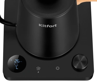 Чайник электрический Kitfort КТ-6726 1л. 1200Вт черный/дерево корпус: нерж.сталь/пластик - купить недорого с доставкой в интернет-магазине