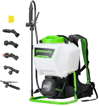 Опрыскиватель Greenworks G24BPSII аккум. ранц. 15л белый/зеленый (5300307) - купить недорого с доставкой в интернет-магазине