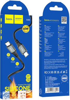 Кабель Hoco Spear X86 TYPE-C TO TYPE-C USB Type-C (m)-USB Type-C (m) 1м черный коробка - купить недорого с доставкой в интернет-магазине
