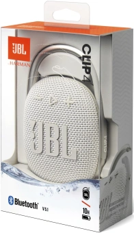 Колонка порт. JBL Clip 4 белый 5W 1.0 BT 15м 500mAh (JBLCLIP4WHT) - купить недорого с доставкой в интернет-магазине