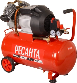 Компрессор поршневой Ресанта КП-50/400М масляный 400л/мин 50л 2500Вт красный/черный - купить недорого с доставкой в интернет-магазине