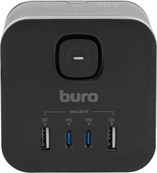 Сетевой разветвитель Buro BU-PW3UC-Plus-B (3 розетки) черный (коробка) - купить недорого с доставкой в интернет-магазине