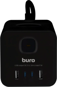 Сетевой удлинитель Buro BU-PTE4.1UC-B 1.5м (4 розетки) черный (пакет ПЭ) - купить недорого с доставкой в интернет-магазине