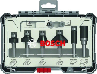 Набор фрез по дер. Bosch 2607017469 d(посад.)=8мм (фрезеры) (упак.:6шт) - купить недорого с доставкой в интернет-магазине