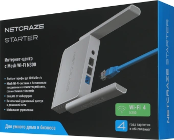 Роутер беспроводной Keenetic Netcraze Starter (NC-1121) N300 10/100BASE-TX белый - купить недорого с доставкой в интернет-магазине