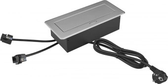 Розетка Cactus CS-SOCKET-EU2-USBA/C-NET для столешницы 26.5x11.8x6.5см серый - купить недорого с доставкой в интернет-магазине