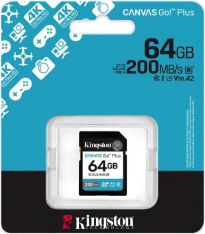Флеш карта SDXC 64GB Kingston SDG4/64GB Canvas Go! Plus V30 w/o adapter - купить недорого с доставкой в интернет-магазине