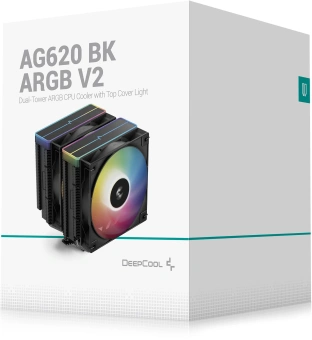Устройство охлаждения(кулер) Deepcool AG620 Bk V2 ARGB Soc-AM5/AM4/1200/1700/1851 черный 4-pin 15-29dB Al+Cu 260W 1330gr Ret (R-AG620-BKAMMN-GJD) - купить недорого с доставкой в интернет-магазине