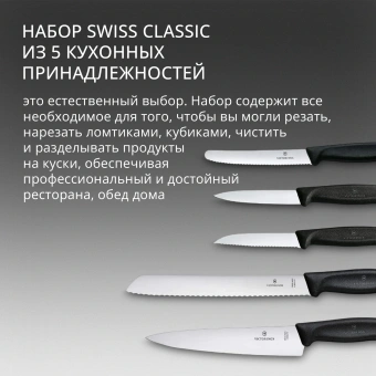Набор ножей кухон. Victorinox Swiss Classic 6.7133.5G компл.:5предм. черный подар.коробка - купить недорого с доставкой в интернет-магазине