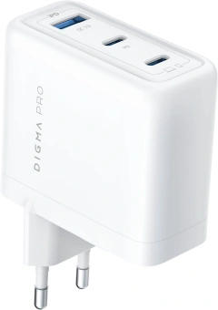 Сетевое зар./устр. Digma Pro DPW10C 100W 5A (PD+QC) 2хUSB-C/USB-A универсальное белый (DPW1С0G012WH) - купить недорого с доставкой в интернет-магазине