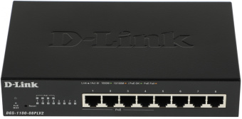 Коммутатор D-Link DGS-1100-08PLV2/A1A (L2) 8x1Гбит/с 4PoE+ 80W настраиваемый - купить недорого с доставкой в интернет-магазине