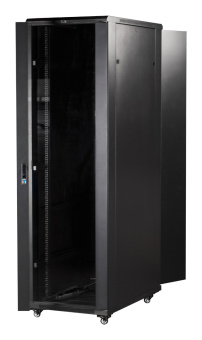 Шкаф коммутационный Lanmaster (TWT-CBB-42U-6X10-G1) напольный 42U 600x1000мм пер.дв.стекл задн.дв.спл.стал.лист 2-хст. 2 бок.пан. 800кг черный IP20 - купить недорого с доставкой в интернет-магазине