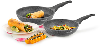 Сковорода Rondell Granit Carrara RDA-1845 круглая 26см покрытие: Quantum2 ручка несъемная (без крышки) серый - купить недорого с доставкой в интернет-магазине