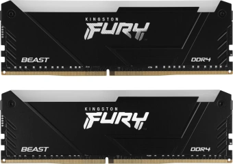 Память DDR4 2x16GB 3200MHz Kingston KF432C16BB2AK2/32 Fury Beast RGB RTL Gaming PC4-25600 CL16 DIMM 288-pin 1.35В kit single rank с радиатором Ret - купить недорого с доставкой в интернет-магазине