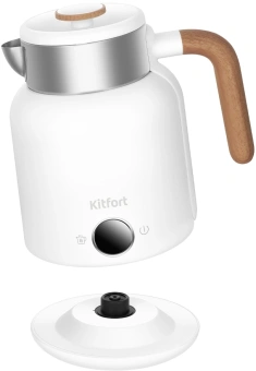 Чайник электрический Kitfort КТ-6724 1.5л. 2200Вт белый/дерево корпус: нерж.сталь/пластик - купить недорого с доставкой в интернет-магазине