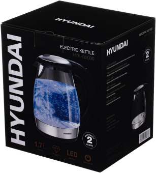Чайник электрический Hyundai HYK-G2030 1.7л. 2200Вт черный (корпус: стекло) - купить недорого с доставкой в интернет-магазине