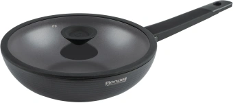 Сковорода ВОК (WOK) Rondell Kontur RDA-1489 круглая 28см покрытие: Xylan Plus ручка несъемная (с крышкой) графитовый - купить недорого с доставкой в интернет-магазине