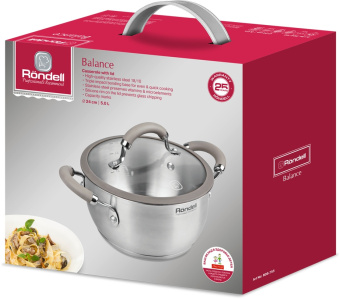 Кастрюля Rondell Balance RDS-755 5л. d=24см (с крышкой) стальной - купить недорого с доставкой в интернет-магазине