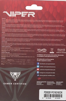 Память DDR3 2x8GB 1600MHz Patriot PV316G160C0K Viper 3 RTL Gaming PC3-12800 CL10 DIMM 240-pin 1.5В dual rank с радиатором Ret - купить недорого с доставкой в интернет-магазине