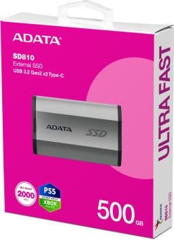 Накопитель SSD A-Data USB-C 500GB SD810-500G-CSG SD810 1.8" серый - купить недорого с доставкой в интернет-магазине